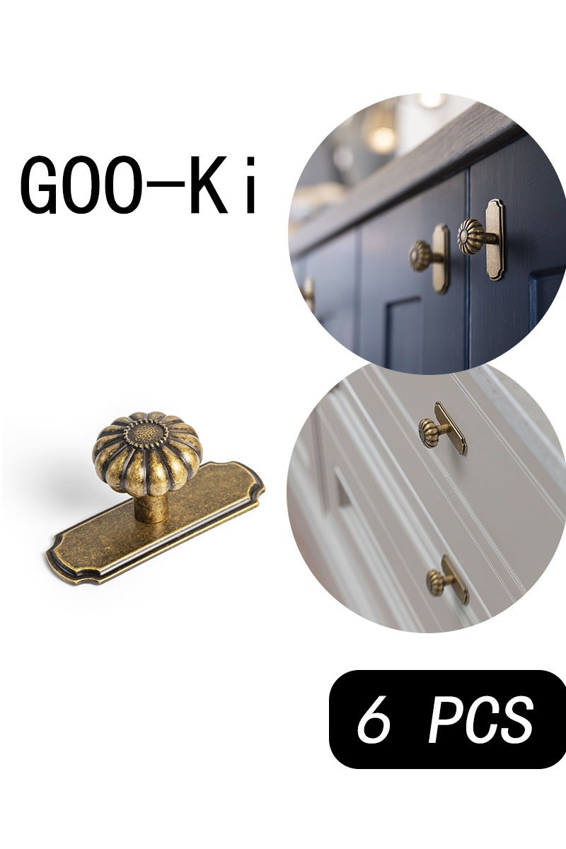 Goo-ki 6 عبوات من مقابض خزانة اليقطين النحاسية العتيقة - سبائك الزنك القديمة مع لوحة خلفية - درج 1.25 بوصة يسحب للمطبخ وخزانة الملابس - بدون بصمات الأصابع وسهلة التنظيف - عيد الهالوين ، ديكور المزرعة (بما في ذلك البراغي) - Image 1