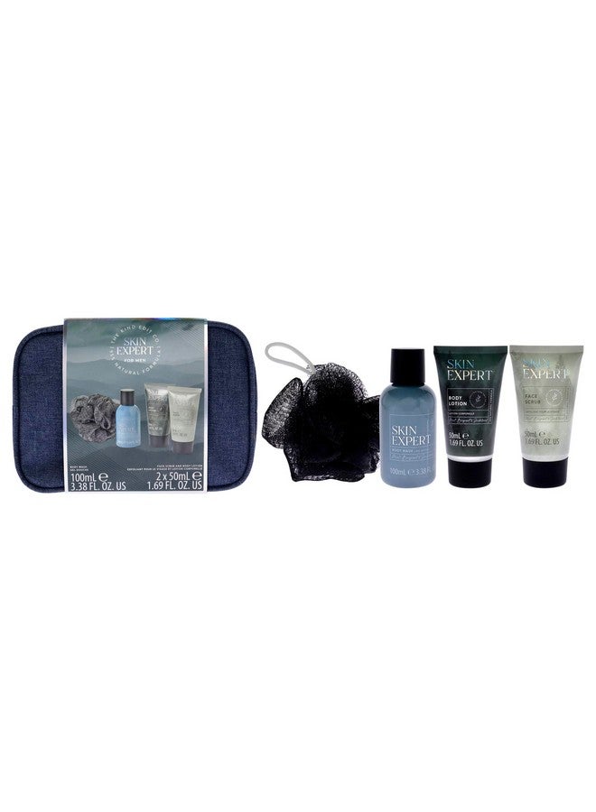Sunkissed Skin Expert Travellers Bag by The Kind Edit Co for Men - 5 Pc 3.38oz Body Wash, 1.69oz Body Lotion, 1.69oz Face Scrub, Travel Bag, Sponge - Image 1