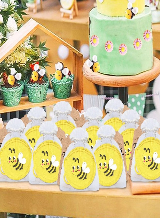Elecrainbow 36 Pack Bee Change Coin Purses Set Include 12 Bee Wallets with Keyrings, 12 Thank You Tags and 12 Organza Bags for Honey Bee, Bumble Bee, Mommy to Bee, Birthday Party Decoration,Yellow - Image 4