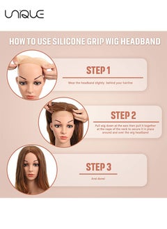 Unique 2 Pcs Silicone Grip Wig Strap - Adjustable Silicone Wig Headband - Fixed Non-Slip Wig Strap - Seamless Wig Strap - Men's Women's Sports Yoga Band (Light Brown)  - Image 5