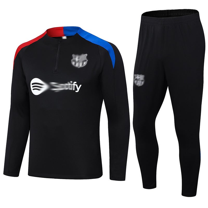 Generic Basser long sleeve half zipper training clothes football clothes Barcelona autumn and winter appearance clothes sports suit wholesale generation 2425 black 