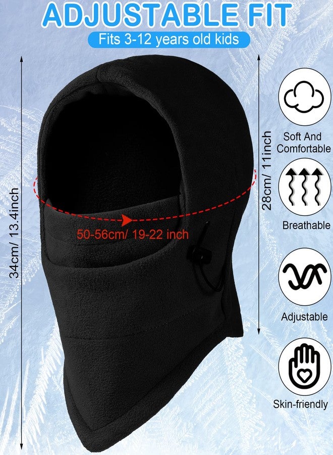 JaGely 6 Pcs Kids Winter Windproof Hat Kids Balaclava Hat Thick Fleece Winter Ski Mask Adjustable Children Heavyweight Balaclava with Drawstring for Boys Girls Unisex, One Size-Large - Image 2