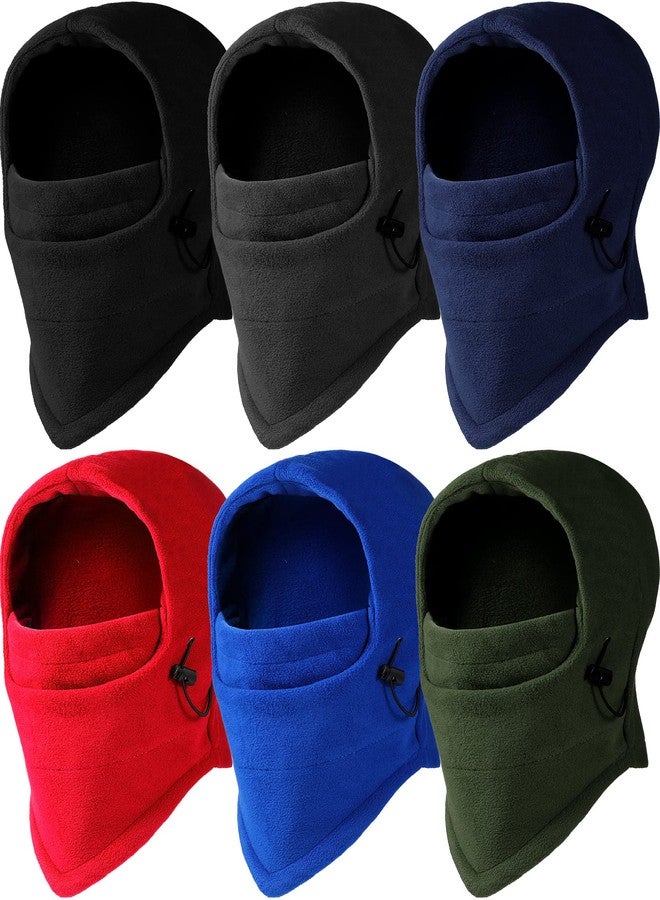 JaGely 6 Pcs Kids Winter Windproof Hat Kids Balaclava Hat Thick Fleece Winter Ski Mask Adjustable Children Heavyweight Balaclava with Drawstring for Boys Girls Unisex, One Size-Large - Image 1