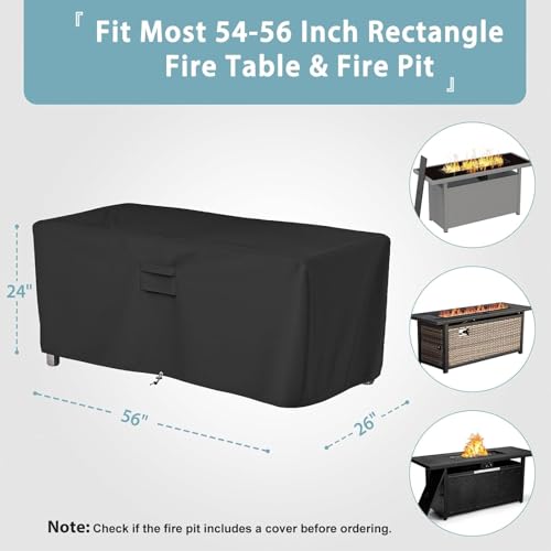 SHINESTAR Rectangle Fire Pit Cover Fits for 5456 Inch Gas Fire Table Waterproof and Windproof 56 x 26 x 24 Inches Black - Image 3