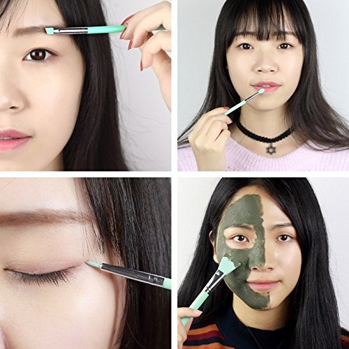 LORMAY 9Pcs Silicone Makeup Brush Set. Applicators for Facial Mask, Eyeliner, Eyebrow, Eye Shadow and Lip Makeup, and UV Epoxy Resin Craft Kit (Mint Green) - Image 4
