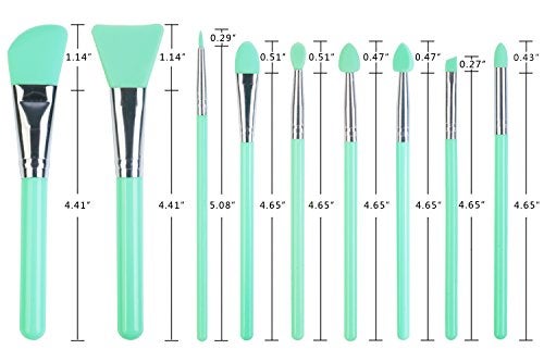 LORMAY 9Pcs Silicone Makeup Brush Set. Applicators for Facial Mask, Eyeliner, Eyebrow, Eye Shadow and Lip Makeup, and UV Epoxy Resin Craft Kit (Mint Green) - Image 2