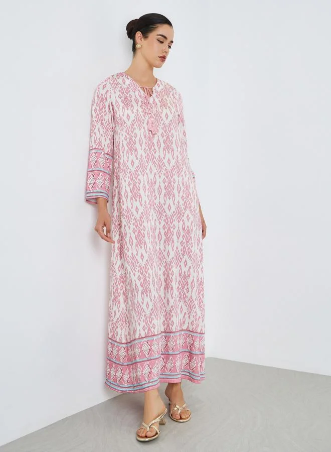Amirah Women Pink All-Over Print A-Line Jalabiya