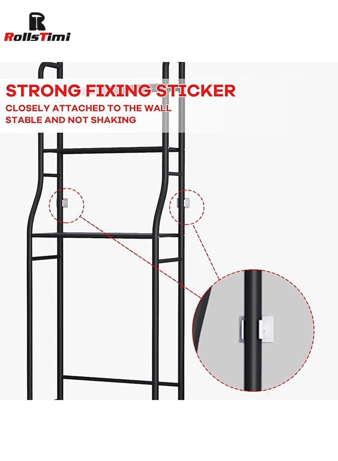 RollsTimi  3-Tier Over The Toilet Rack, Space Saving Metal Standing Organizer, Multi-Functional Bathroom Storage Shelf ,Black - Image 3