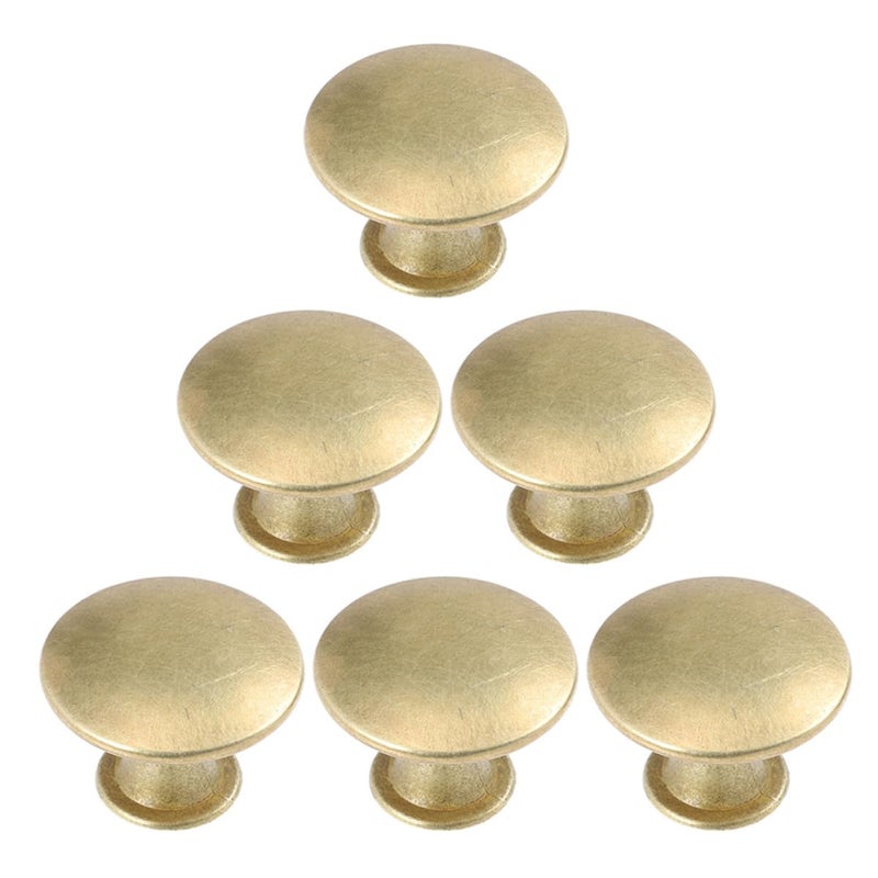 Antique Gold Round Drawer Knobs 6PCS Cabinet Handles For Wardrobe Kitchen Furniture Hardware - Image 2
