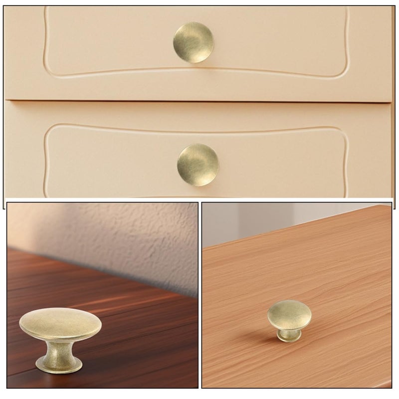Antique Gold Round Drawer Knobs 6PCS Cabinet Handles For Wardrobe Kitchen Furniture Hardware - Image 4