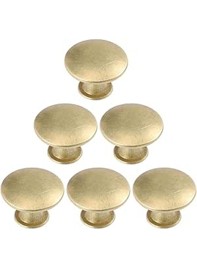 Antique Gold Round Drawer Knobs 6PCS Cabinet Handles For Wardrobe Kitchen Furniture Hardware - Image 1