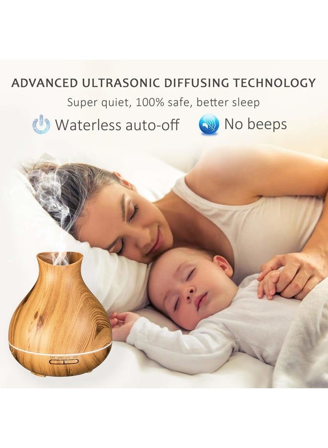 BZseed Aromatherapy Essential Oil Diffuser 550ml 12 Hours Wood Grain Aroma Diffuser with Timer Cool Mist Humidifier for Large Room, Home, Baby Bedroom, Waterless Auto Shut-off,7 Colors Lights Changing  - Image 2