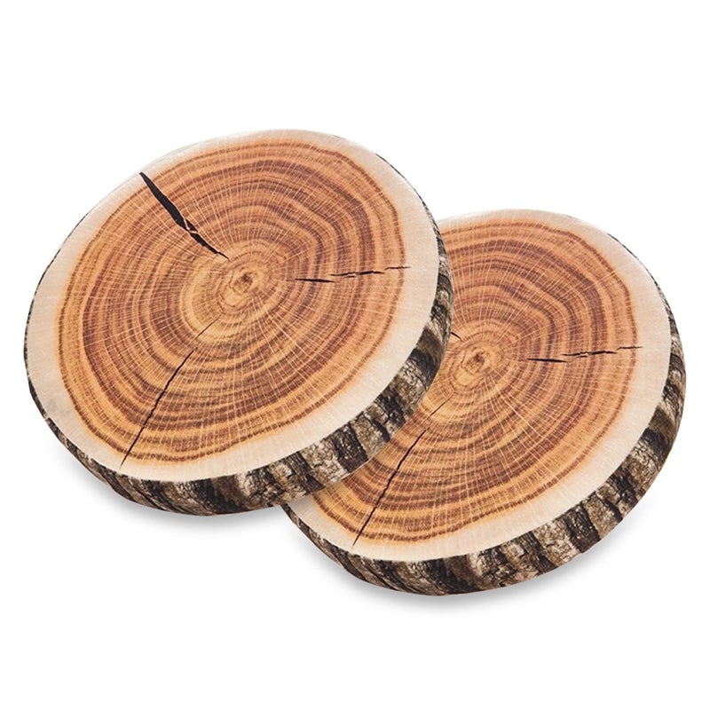 HYSEAS Decorative Round Throw Pillow 3D Digital Print Comfortable Kids Funny Cute Wood Log Pillow Circle Seating Floor Cushion for Home Couch Sofa Bedroom Living Room Decor Stump 2 Pack