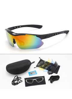 Generic Chielor Polarized Sports Sunglasses UV400 with 5 Interchangeable Lenses for Men & Women – Baseball, Driving, Fishing, Golf, Running, Cycling Glasses (Black)  - Image 1