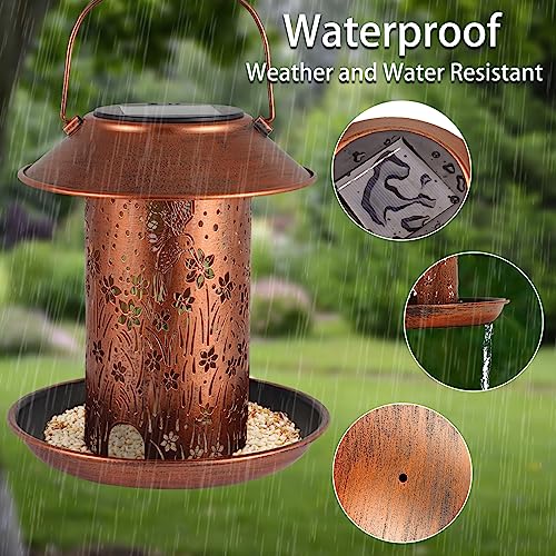Tepaken Bird Feeders for Outdoors Hummingbird Solar Lanterns Outdoor Waterproof Hanging Garden Decor Birthdays for Women Mom Metal Solar Decoration Outside for Yard, Patio, Lawn - Image 4