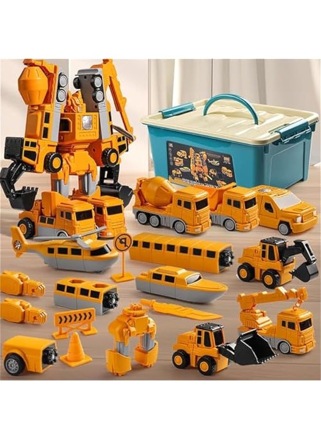 Magnetic Transform Engineering Car Assembled Toys, Magnetic Transforming Cars, Toy Construction Vehicles with Storage Box, 7 in 1 Magnetic Transform Engineering Car for Kids Age 4-6 (35 Pcs)  - Image 1