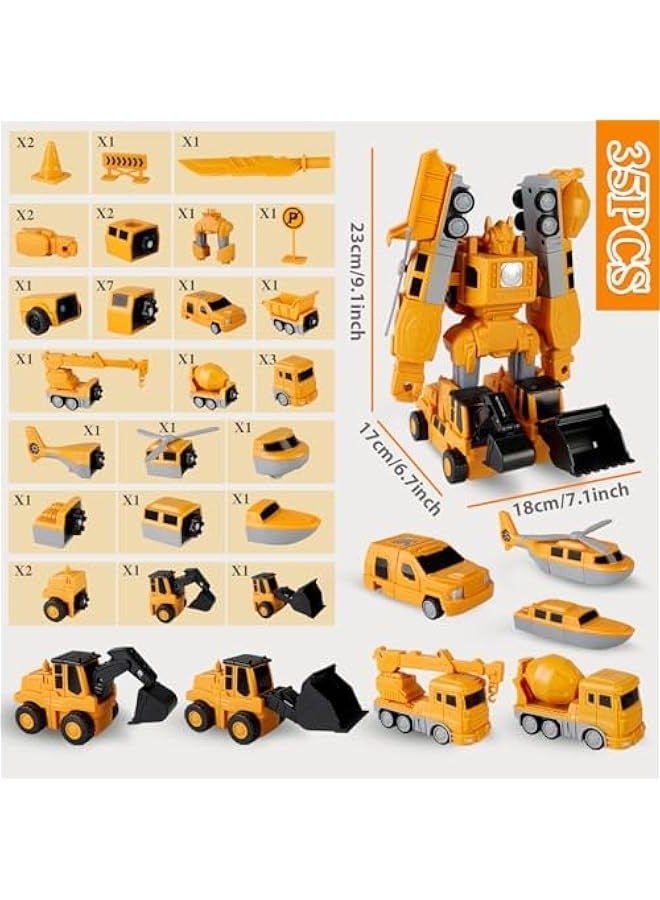 Magnetic Transform Engineering Car Assembled Toys, Magnetic Transforming Cars, Toy Construction Vehicles with Storage Box, 7 in 1 Magnetic Transform Engineering Car for Kids Age 4-6 (35 Pcs)  - Image 4
