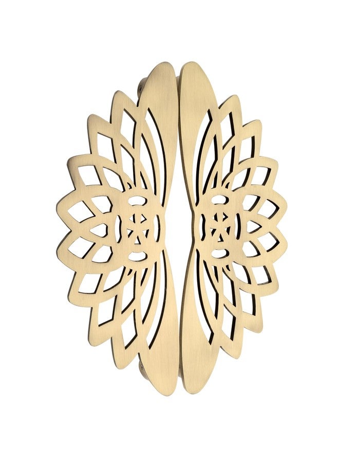 DEVDECOR, Lotus Design Door Pull Handles - Half-Cut Floral Pattern for Double Doors - Antique Finish Decorative Handles for Main & Interior Doors - Image 5
