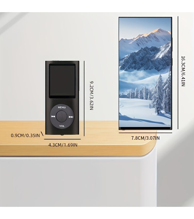 مشغل MP3 أزرق بذاكرة 32 جيجابايت مع سماعات سلكية وتحكم في مستوى الصوت، مشغل وسائط محمول بحجم الجيب لتشغيل الصوت - Image 3