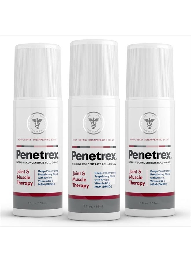 penetrex - Joint & Muscle Therapy – Soothing Gel for Back, Neck, Hands, Feet – Premium Whole Body Rub with Arnica, Vitamin B6 & MSM – 3oz Roll On Gel (3-Pack) - Image 1