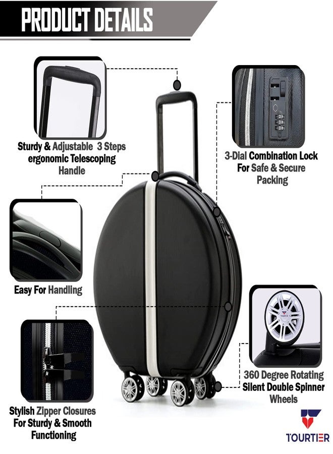 TOURTIER Abs Travel Medium Trolley Luggage Cabin Bag, 20 Inch Luggage Suitcase With 4 Double Spinner Rolling Wheels (Black, 53 cm, hard) - Image 3