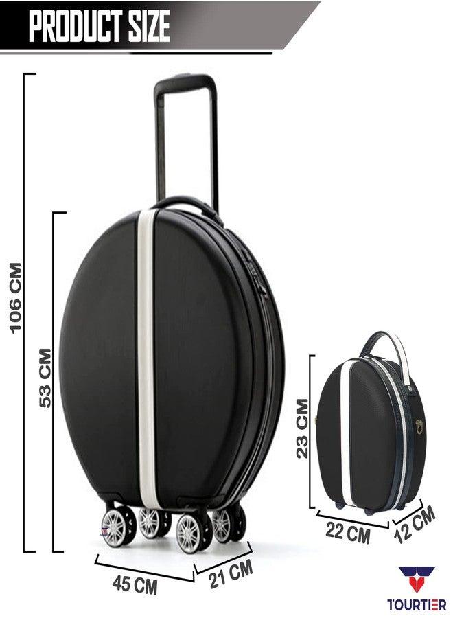 TOURTIER Abs Travel Medium Trolley Luggage Cabin Bag, 20 Inch Luggage Suitcase With 4 Double Spinner Rolling Wheels (Black, 53 cm, hard) - Image 2