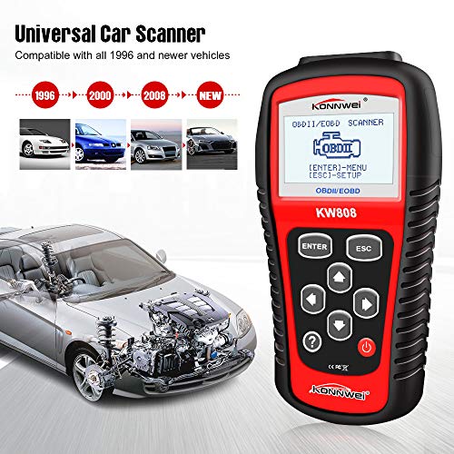 KONNWEI KW808 Auto OBDII Code Reader 2.8"Large Screen OBD2 Scanner with Full Diagnostic Scan Tool Functions Check Car Engine Light Fault Code Analyzer for All 1996 and Newer Cars with OBD II Protocol - Image 4
