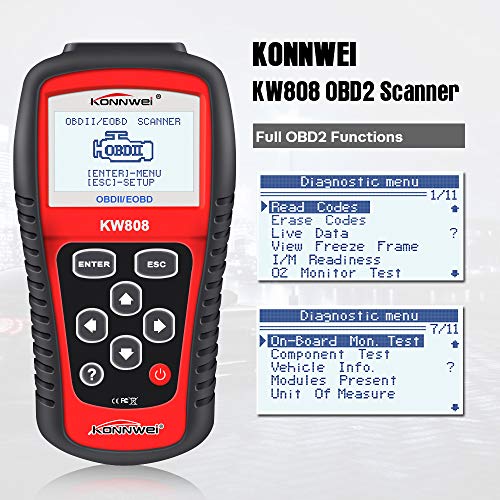 KONNWEI KW808 Auto OBDII Code Reader 2.8"Large Screen OBD2 Scanner with Full Diagnostic Scan Tool Functions Check Car Engine Light Fault Code Analyzer for All 1996 and Newer Cars with OBD II Protocol - Image 2