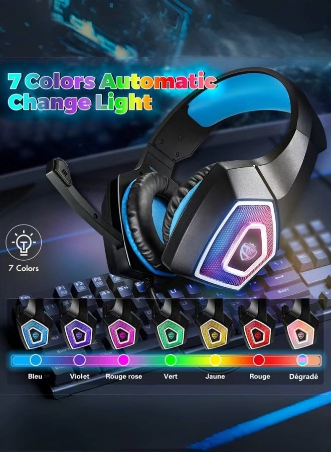 SoulBytes Gaming Headset Wired with Mic, LED Light, 7.1 Surround Sound, Soft Memory Earmuffs, Noise Cancelling Over-Ear - Compatible for PS4, PS5, Xbox One, Xbox Series, Nintendo Switch, PC - Image 2