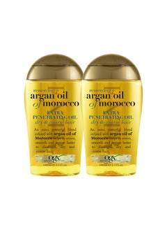 Ogx Set Of 2 Extra Strength Renewing + Argan Oil Of Morocco Penetrating Hair Oil Treatment Deep Moisturizing Serum For Dry Damaged & Coarse Hair Parabenfree Sulfatedsurfactants Free 3.3 Fl Oz  - Image 1