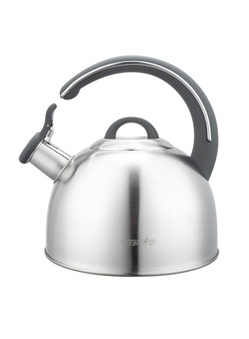 Cuisine Art Cuisine Art KAHL Stainless Steel Whistling Tea Kettle 3.0L, Silver, Capsule Bottom, Grey Nylon Soft Touch Handle, Satin Finish, Multi-Layer Base, Suitable for use on all stove tops  - Image 2
