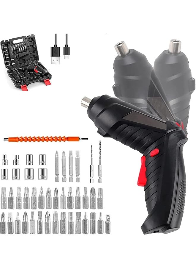 DMG TECH - Electric Screwdriver Led Light Cordless Screwdriver With 3 Gear Torque And Smart Chuck Screw Guns Twistable Handle 48 In 1 Rechargeable Screwdriver For Furniture Assembly Home Diy Projects - Image 1