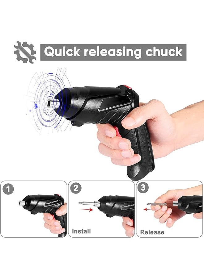 DMG TECH - Electric Screwdriver Led Light Cordless Screwdriver With 3 Gear Torque And Smart Chuck Screw Guns Twistable Handle 48 In 1 Rechargeable Screwdriver For Furniture Assembly Home Diy Projects - Image 1