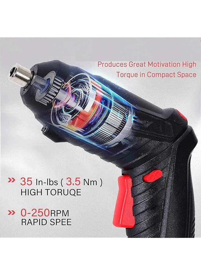 DMG TECH - Electric Screwdriver Led Light Cordless Screwdriver With 3 Gear Torque And Smart Chuck Screw Guns Twistable Handle 48 In 1 Rechargeable Screwdriver For Furniture Assembly Home Diy Projects - Image 1
