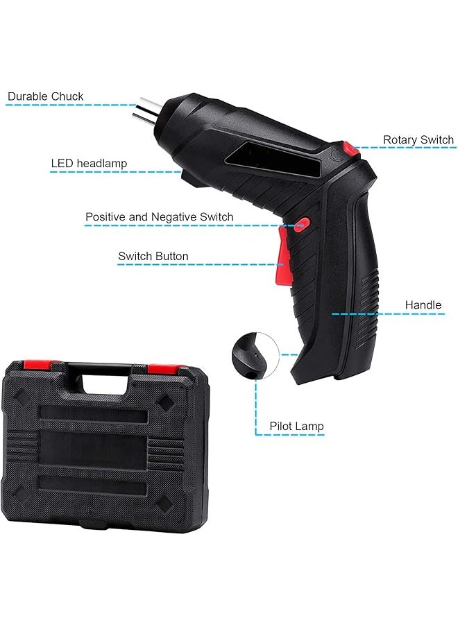 DMG TECH - Electric Screwdriver Led Light Cordless Screwdriver With 3 Gear Torque And Smart Chuck Screw Guns Twistable Handle 48 In 1 Rechargeable Screwdriver For Furniture Assembly Home Diy Projects - Image 1