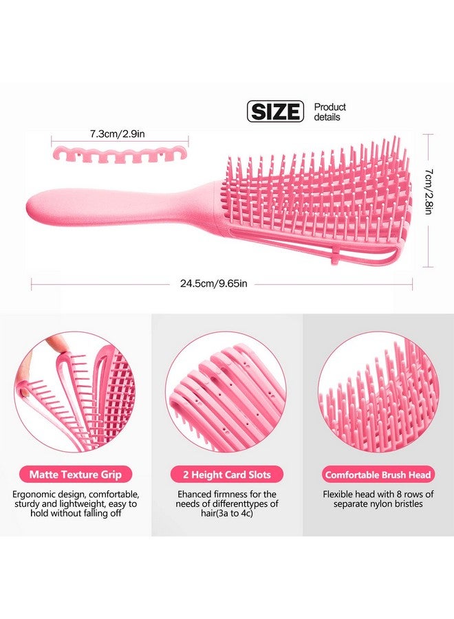 KPX Detangling Brush for Afro America/African Hair Textured 3a to 4c Kinky Wavy/Curly/Wet/Dry/Oil/Thick/Long Hair, Hair Detangler for Beautiful Shiny Curls (3, Pink + Green + Black) - Image 2