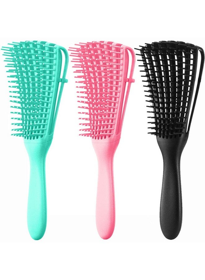 KPX Detangling Brush for Afro America/African Hair Textured 3a to 4c Kinky Wavy/Curly/Wet/Dry/Oil/Thick/Long Hair, Hair Detangler for Beautiful Shiny Curls (3, Pink + Green + Black) - Image 1