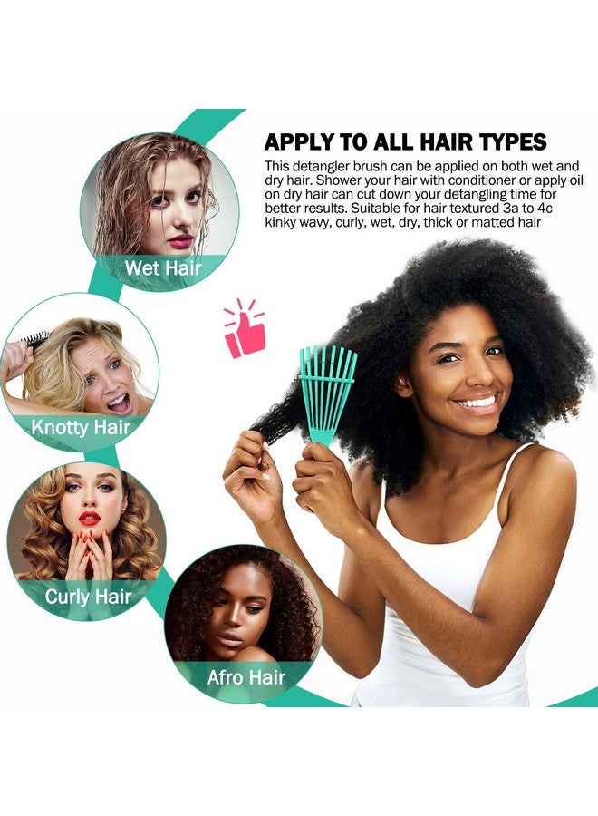 KPX Detangling Brush for Afro America/African Hair Textured 3a to 4c Kinky Wavy/Curly/Wet/Dry/Oil/Thick/Long Hair, Hair Detangler for Beautiful Shiny Curls (3, Pink + Green + Black) - Image 3