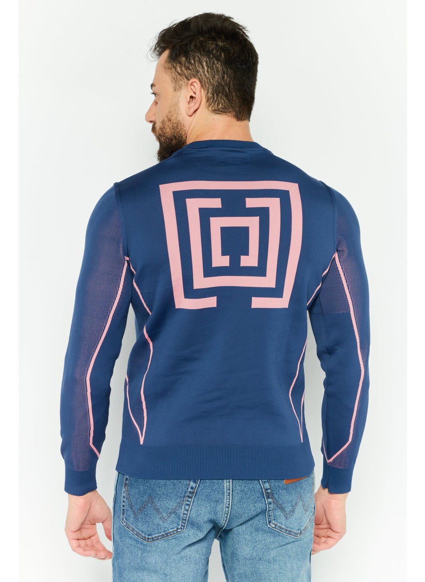 Free Soul Men Crew Neck Brand Logo Long Sleeves Sweatshirt, Blue  - Image 4