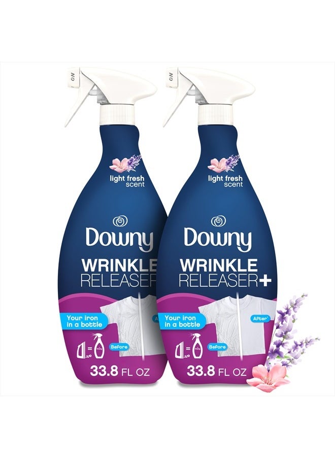 Downy Wrinkle Releaser Spray, All In One Formula, Removes Wrinkles, Static and Odor Eliminator, Light Fresh Scent, 33.8 Fl Oz, Pack of 2 (Packaging May Vary)  - Image 1