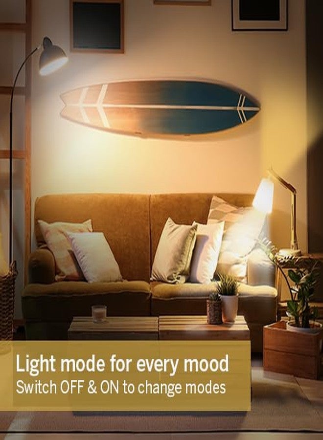 Halonix مصباح هالونيكس LED بقوة 10 واط، يضيء لأعلى ولأسفل، أصفر وأبيض، بثلاثة أوضاع إضاءة | مفتاح تشغيل/إيقاف لتغيير اللون | لمبة ديكور B22d | عبوة من 4 قطع - Image 2