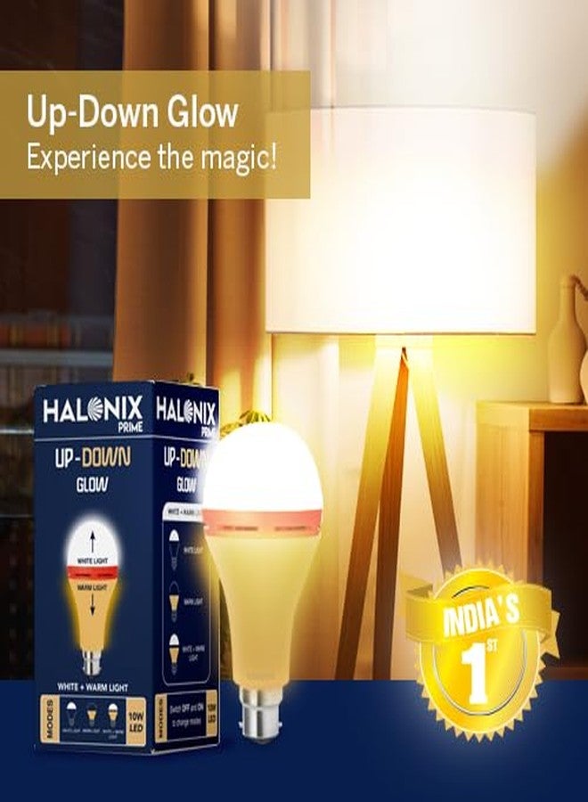 Halonix مصباح هالونيكس LED بقوة 10 واط، يضيء لأعلى ولأسفل، أصفر وأبيض، بثلاثة أوضاع إضاءة | مفتاح تشغيل/إيقاف لتغيير اللون | لمبة ديكور B22d | عبوة من 4 قطع - Image 3