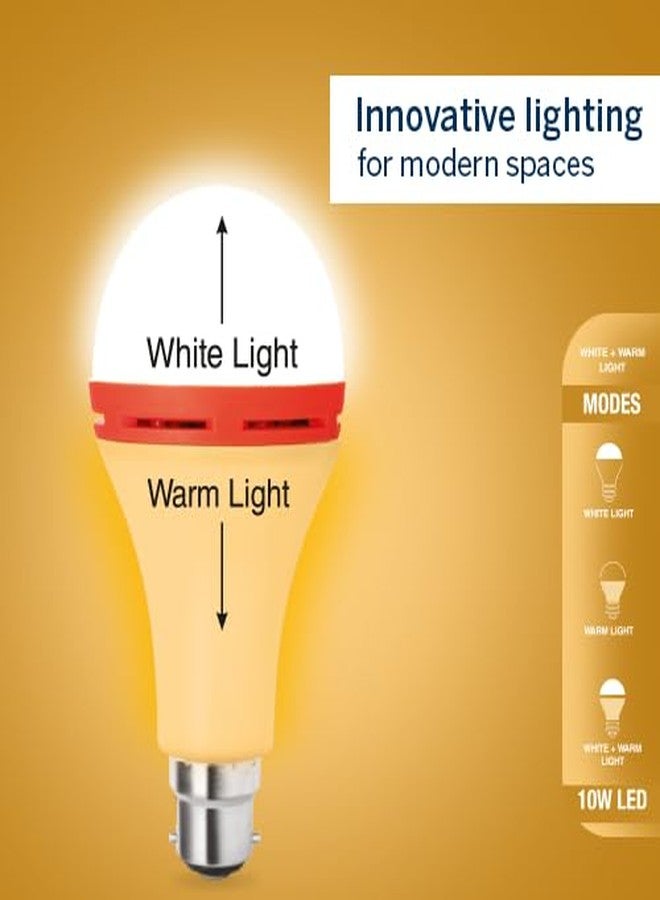 Halonix مصباح هالونيكس LED بقوة 10 واط، يضيء لأعلى ولأسفل، أصفر وأبيض، بثلاثة أوضاع إضاءة | مفتاح تشغيل/إيقاف لتغيير اللون | لمبة ديكور B22d | عبوة من 4 قطع - Image 4