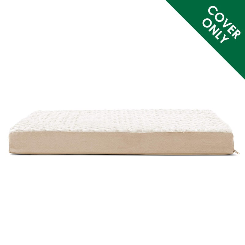 Furhaven Replacement Dog Bed Cover Ultra Plush Faux Fur & Suede Mattress, Machine Washable - Cream, Medium - Image 2