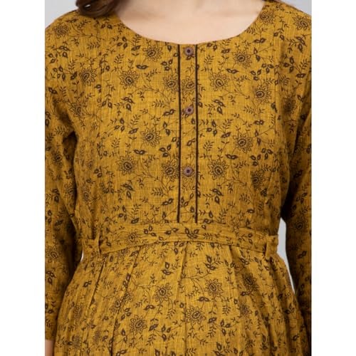 CEE 18 Cotton Rayon A-Line Flaired Maternity Feeding Kurti for Women with Zippers | Maternity Dress in Breathable Fabric for Pre and Post Pregnancy & Nursing for Mom - (Medium, Dusty Brown) - Image 5