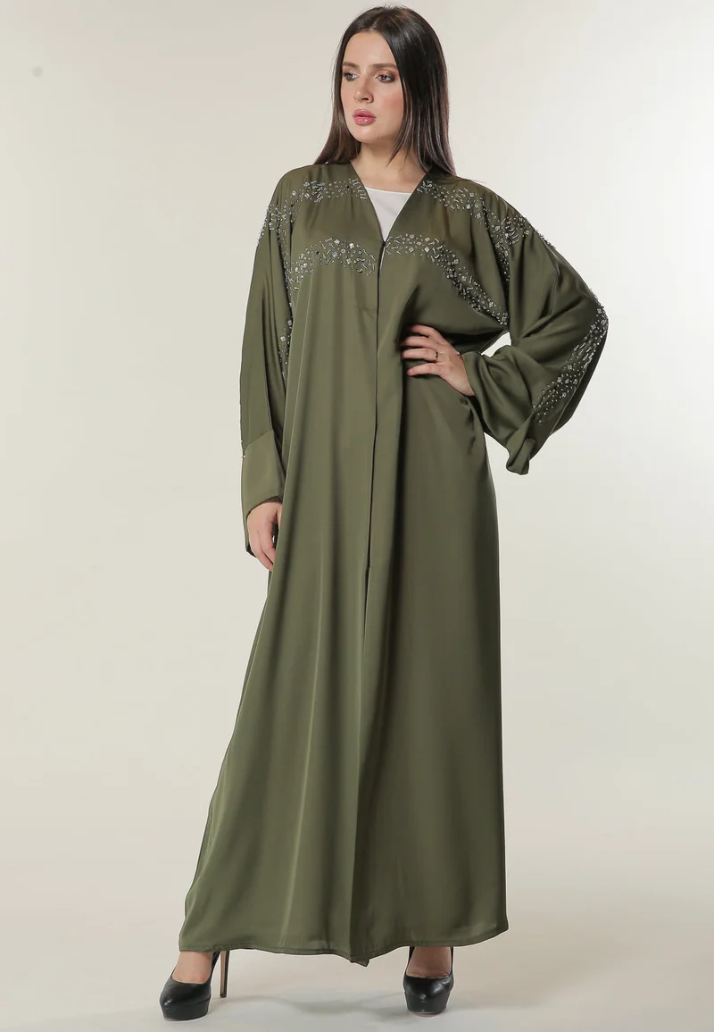 Moistreet Embellished Flared Sleeve Abaya