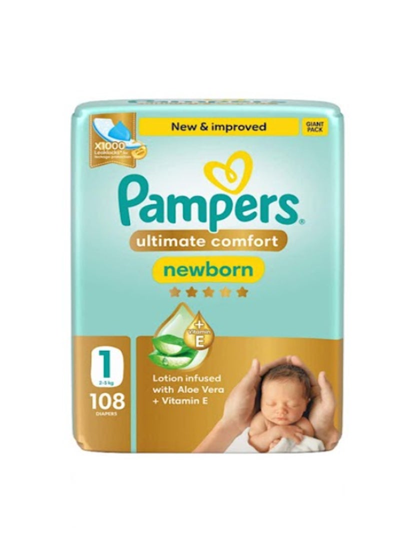 بامبرز حفاضات عناية مميزة، مقاس 1، المولود الجديد للأطفال بوزن 2 إلى 5 كجم، أنعم حفاضات وأفضل حماية للبشرة، 168 حفاض للأطفال - Image 2