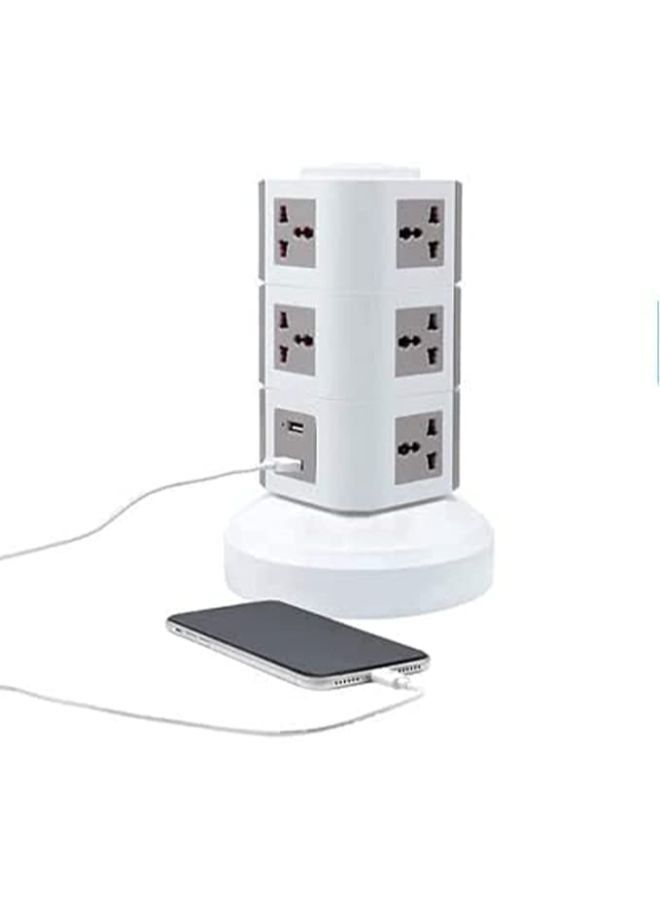 3 Layer 220V Universal Vertical Multi Socket Tower Extension Outlet with USB Ports 3M Cord and UK-Plug Power Strip  - Image 2