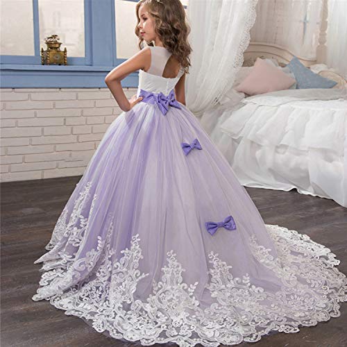 NNJXD Girls Princess Pageant Dress Kids Prom Ball Gowns Wedding Party Flower Dresses (7-8 Years, Purple 4) - Image 2