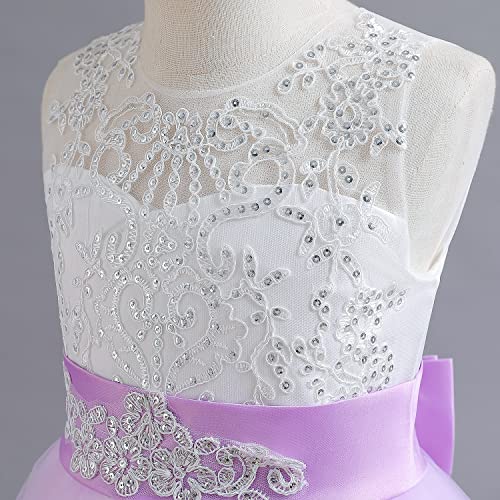 NNJXD Girls Princess Pageant Dress Kids Prom Ball Gowns Wedding Party Flower Dresses (7-8 Years, Purple 4) - Image 5